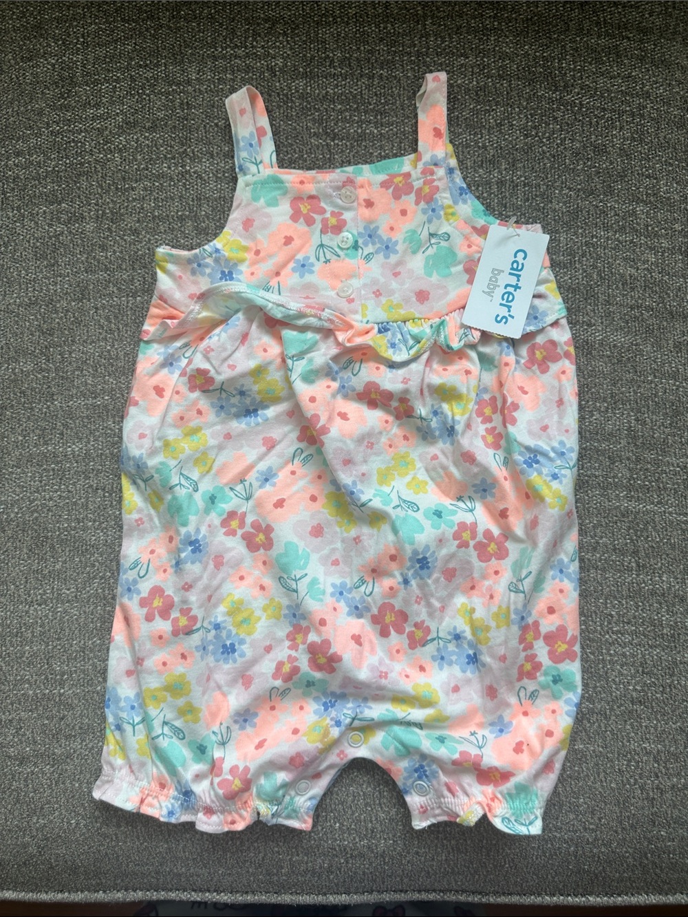 Carter's Pastel Floral Cotton Romper in Pink, Yellow & Blue